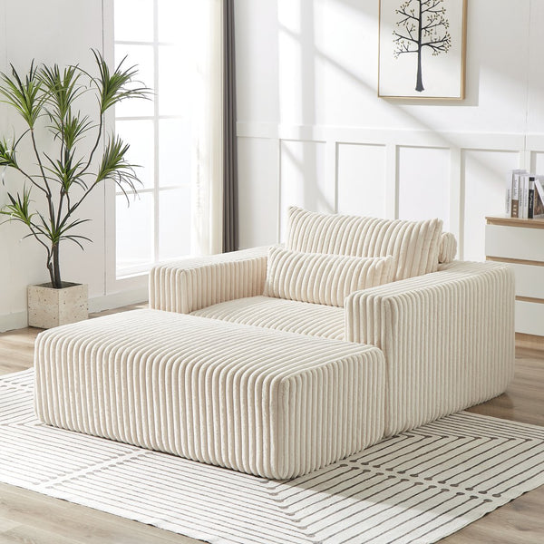 English Elm 75-Inch Corduroy Sponge Lounge Chair With Removable Footrest – Stylish, Comfortable, No Assembly Needed! W834P206099