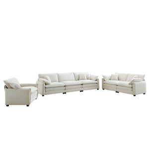 English Elm 3 Piece Oversized Sectional Sofa Set - Plush Beige Corduroy, Deep Seats, Modular Design For Any Space W714S00680