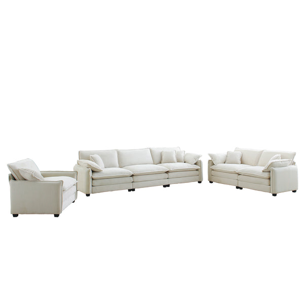 English Elm 3 Piece Oversized Sectional Sofa Set - Plush Beige Corduroy, Deep Seats, Modular Design For Any Space W714S00680