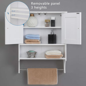 English Elm Over Farmhouse Bathroom Storage Cabinet with Two Doors and Adjustable Shelves for Small Spaces White 31 L x 13.3 W x 5.5 H W3151P345793