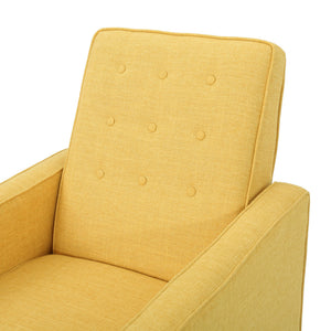 English Elm Christopher Knight Home® - Fabric Recliner Chair Mid-Century Modern Pushback Single Sofa with Tufted Cushion, Birch Legs, Cozy Comfort Yellow 60741.00MYLW