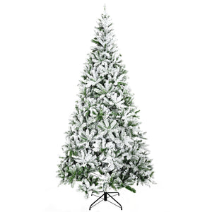 English Elm Homcom 9' Snow Flocked Pine Artificial Christmas Tree - Realistic, Easy Setup & Customizable Decor W2225P229663