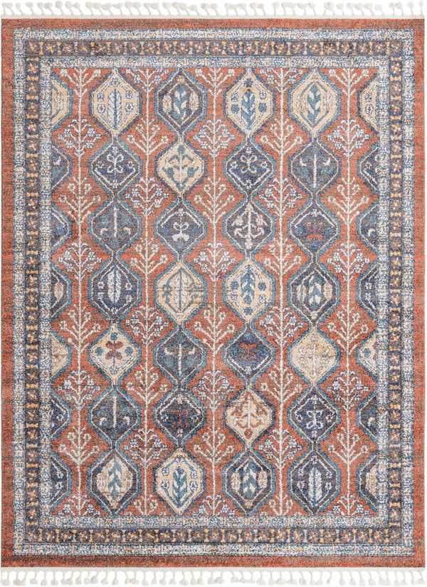 Unique Loom Aramis Conner Machine Made Tribal Rug Rust Red, Blue/Brown/Ivory/Light Blue/Orange/Navy Blue 7' 10" x 10' 0"