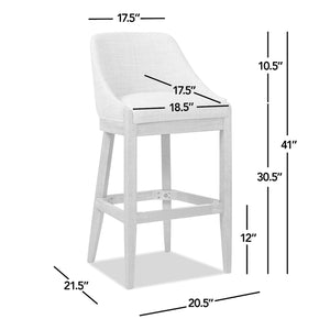 English Elm Jennifer Taylor Home - Newport 30.5" Coastal Curved Back Barstool Gray Upholstered Counter Height Rustic Poplar Finish Chic Comfort B2719P391775