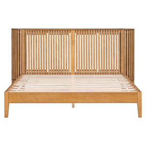 English Elm Christopher Knight Home® - Queen Solid Wood Bed with Slat Headboard, Dual 3-Layer Side Storage & Display Shelves, Sturdy Framing N758Q532728N