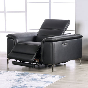English Elm Contemporary Sandbach Manual Glider Recliner with Padded Track Arms, Smooth Motion, Soft Neutral Fabric Upholstery Black 48 L x 43 W x 29 H B2741P387650