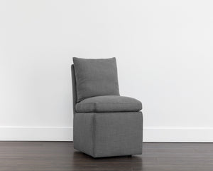 Sunpan Glenrose Elegant Wheeled Dining Armchair - Classic Comfort with Feather-Filled Cushions for Style Effie Smoke