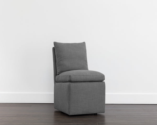 Sunpan Glenrose Elegant Wheeled Dining Armchair - Classic Comfort with Feather-Filled Cushions for Style Effie Smoke