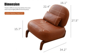 English Elm Cute Faux Leather Armless Accent Chairs Set of 2 with Solid Wood Legs Modern Seating Brown W2105S00018