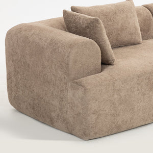 English Elm Full-foam Bouclé Modular Sectional Sofa Two Piece Cloud Silhouette Living Room Seating Brown W3326P443475