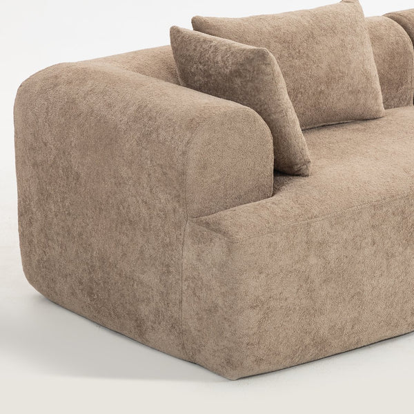English Elm Full-foam Bouclé Modular Sectional Sofa Two Piece Cloud Silhouette Living Room Seating Brown W3326P443475