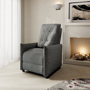 English Elm Chenille Upholstered Push Back Recliner with Metal Frame and Overstuffed Foam Lounger Grey W3568P431432