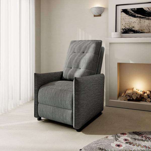 English Elm Chenille Upholstered Push Back Recliner with Metal Frame and Overstuffed Foam Lounger Grey W3568P431432