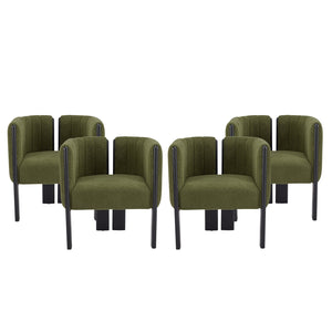 English Elm Dining Chair Set of 4 Olive Boucle Upholstered with Matte Black Rubberwood Legs N779P341494G-2