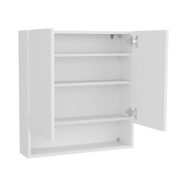 English Elm Hickory Double Door Wall Cabinet White Finish Slim Bathroom Bedroom Storage B092P390612