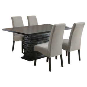 English Elm Shandra Grey and Black 5-Piece Dining Set with Textured Table Base, Grey Upholstery, Modern Elegance B062S00812