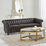 Christopher Knight Home® - Noble House - Parksley Tufted Chesterfield Faux Leather 3 Seater Sofa