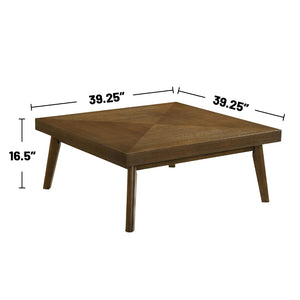 English Elm Square Wood Coffee Table - Elegant Walnut Brown Parquet Top For Mid-Century Modern Living Rooms B016P370667-GIGA