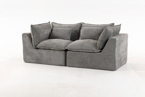 English Elm 74.8" Oversized Modular Cloud Sofa Deep Seat Cotton Linen Upholstered Living Room Couch Antique Grey W2530P458025