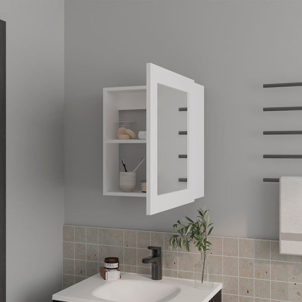 English Elm Medicine Cabinet Hailey White Mirrored Door Compact Wall Storage with Two 9"x16.5" Shelves, Durable Engineered Wood B092P238753