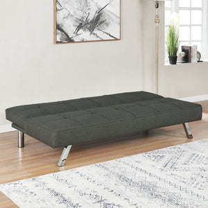 English Elm Joel Grey Tufted Convertible Sofa Bed with Plush Cushioning, Metal Legs, Modern Grey Elegance B062P344956