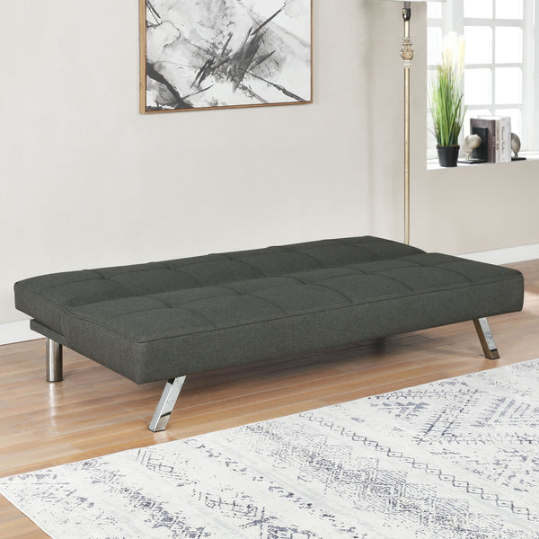 English Elm Joel Grey Tufted Convertible Sofa Bed with Plush Cushioning, Metal Legs, Modern Grey Elegance B062P344956