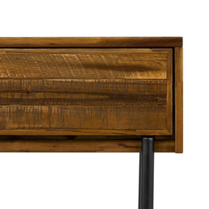 English Elm Cusco Solid Acacia Wood Nightstand with Metal Base and Antique Finish Farmhouse Bedroom B2736P464874
