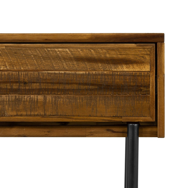 English Elm Cusco Solid Acacia Wood Nightstand with Metal Base and Antique Finish Farmhouse Bedroom B2736P464874
