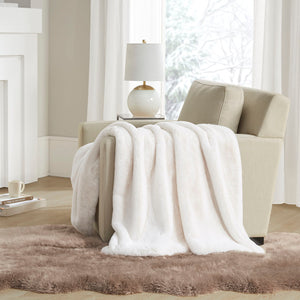 Madison Park Bristol Glam/Luxury Solid Premium Faux Fur Throw MP50-8015 Ivory