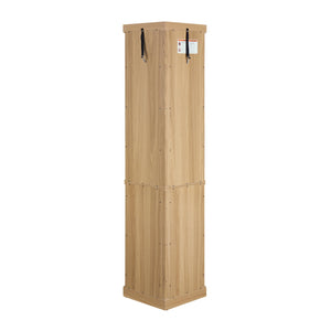 English Elm Corner Curio Cabinet Lighted Glass Display Case with Mirrored Back for Living Room Light Oak W2275P194430