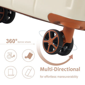 English Elm Hardshell Abs Checked Suitcase with 360 Spinner Wheels Expandable Tsa Lock 28 Inch Brown+White N730P296747O