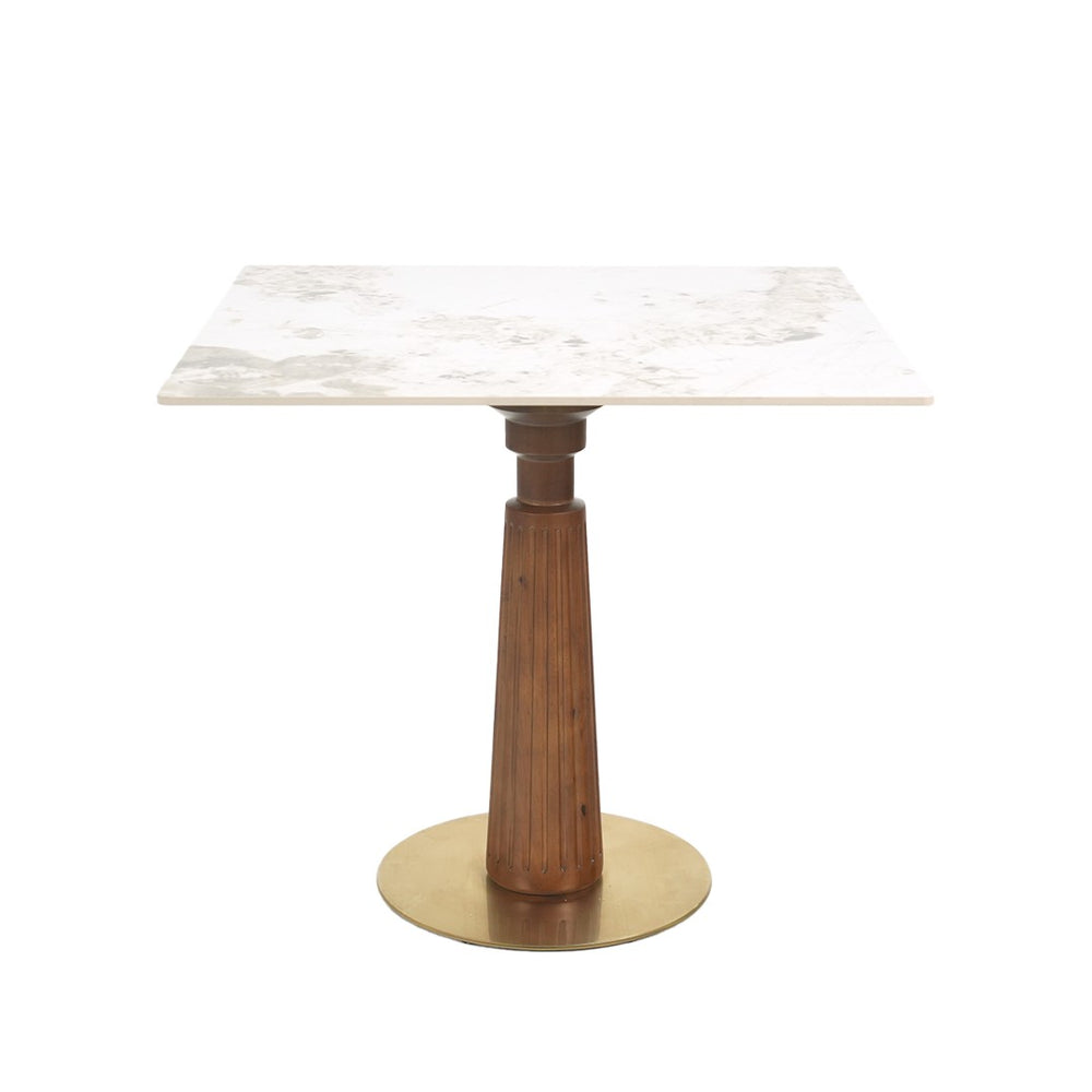 English Elm Modern Square Dining Table - 33.5" Sintered Stone With Wooden Legs & Gold Base For Small Spaces P3 W1535S00574-GIGA