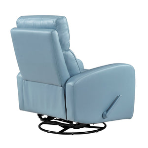 English Elm Glider Top Grain Leather Swivel Recliner Chair – Blue Comfort, 360° Glide, Solid Wood Frame, Luxury B011P330087