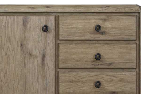 English Elm English Knotty Oak Veneer Accent Chest with Three Drawers for Living or Dining Rooms B2699P443197