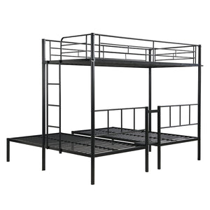 English Elm Twin Triple Bunk Bed - Sturdy Metal Frame With Safety Rail, Vertical Ladder & Storage Shelf For Kids W311S00061-GIGA