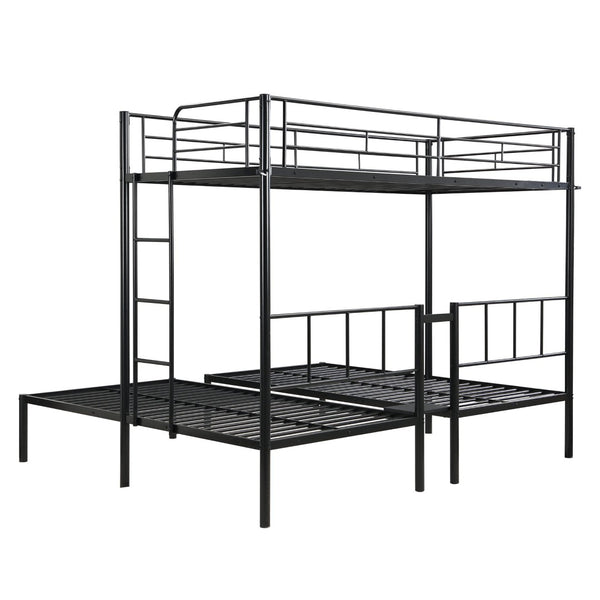 English Elm Twin Triple Bunk Bed - Sturdy Metal Frame With Safety Rail, Vertical Ladder & Storage Shelf For Kids W311S00061-GIGA