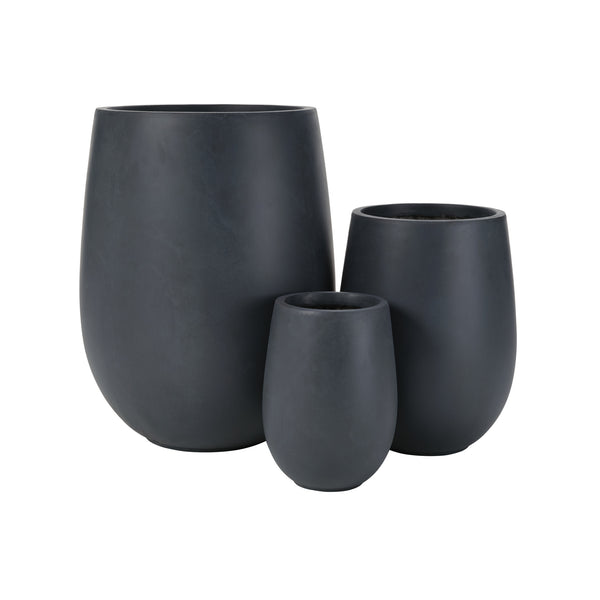 English Elm U_style Mgo Round Planter Set Three Piece Outdoor Patio Lightweight Modern Sculptural N711P406658B