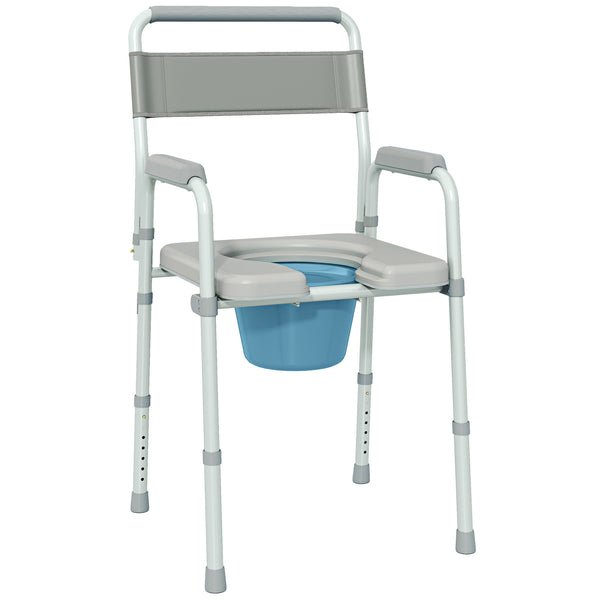 English Elm Raised Commode Chair with Steel Frame Padded Pu Seat and Adjustable Height Support T3971P409972