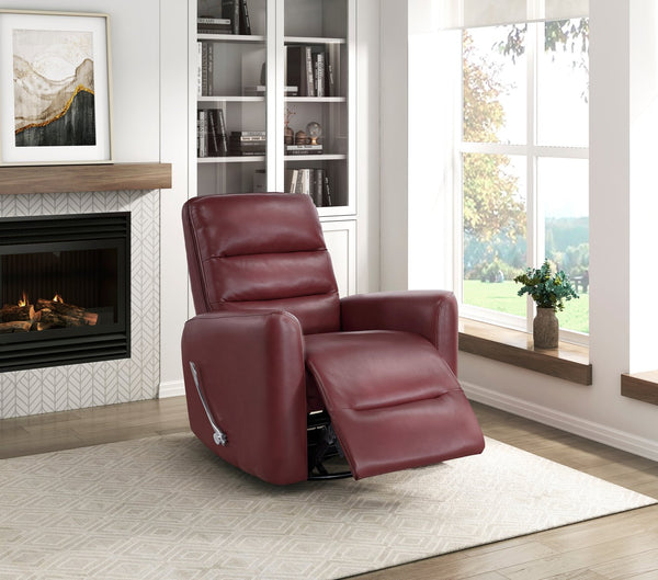 English Elm Glider Swivel Recliner Chair with Smooth Gliding Motion, Breathable Faux Leather, Luxurious Comfort and Space-Saving Design Red 34 L x 31 W x 26.5 H B011P287702