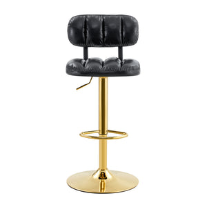 English Elm Set of 2 Adjustable Pu Leather Barstools with Chrome Base for Kitchen or Home Bar Black,Gold W3875P378577