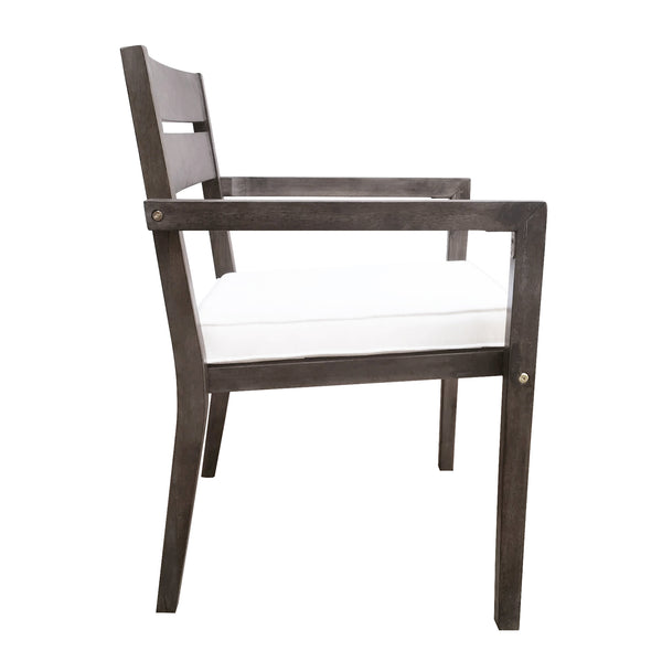 English Elm U_style Solid Acacia Wood Patio Dining Set Six Stackable Chairs Cushions Modern Outdoor Gray WY000459AAE