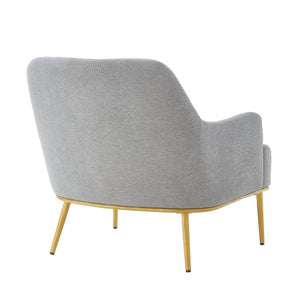 English Elm Modern Chenille Armchair with Curved Back Gold Legs Plush Accent Seat for Any Room Grey N763P360684E