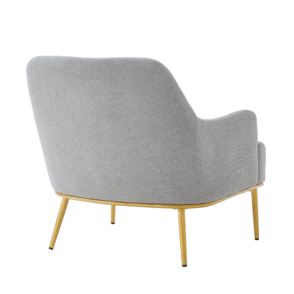 English Elm Modern Chenille Armchair with Curved Back Gold Legs Plush Accent Seat for Any Room Grey N763P360684E