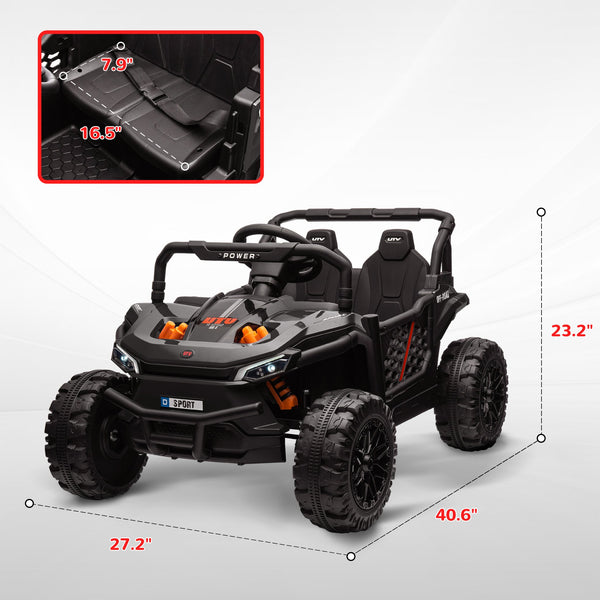 English Elm Qaba 12v Dual Motor Kids Ride on Utv Off Road Electric Car with Remote Control Black W2225P249883