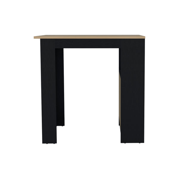 English Elm Kitchen Wynne Island Black/Natural Oak — Compact 36.2" Top, Push-to-Open Cabinet & Open Shelves for Smart Storage and Dining B092P243273