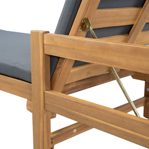 English Elm Christopher Knight Home® - Outdoor acacia chaise lounge with adjustable recline, durable hardwood frame and water‑resistant cushion comfort Dark Gray,Light Teak 52.25 L x 28.5 W x 8.75 H N776P266158D