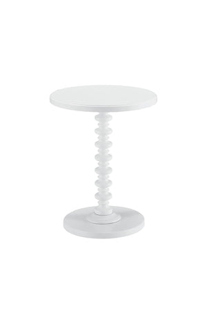 English Elm Acton Round White Finish Accent Table with Turned Pedestal Base, Solid Veneer Top, 40lb Limit B2726P256193