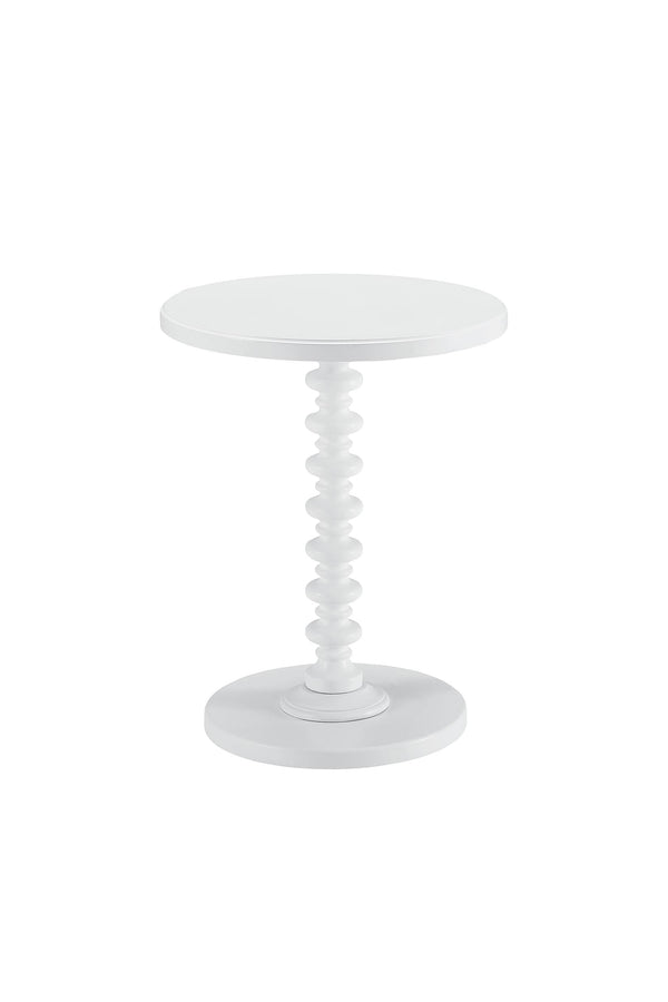 English Elm Acton Round White Finish Accent Table with Turned Pedestal Base, Solid Veneer Top, 40lb Limit B2726P256193
