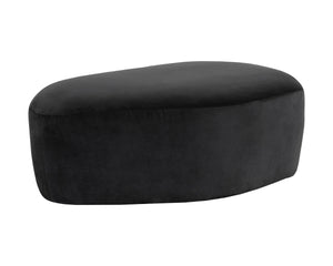 Sunpan Soraya Ottoman - Stylish Curved Design for Any Space, Elegant Upholstered Shape with Wooden Base Shadow Grey