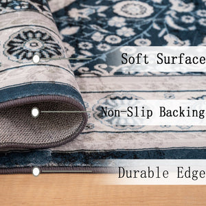 English Elm Area Rug 6X9 Vintage Bohemia Floral Design - Non-Slip, Washable, Durable For Living Room & Kitchen W2907P265136